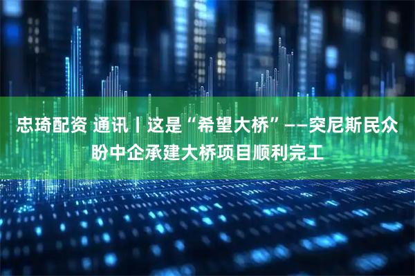 忠琦配资 通讯丨这是“希望大桥”——突尼斯民众盼中企承建大桥项目顺利完工