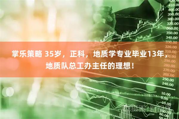 掌乐策略 35岁，正科，地质学专业毕业13年，地质队总工办主任的理想！