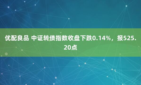 优配良品 中证转债指数收盘下跌0.14%，报525.20点